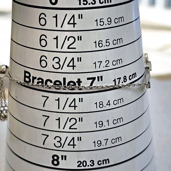 925 Silver Key Bracelet with CZs Bolo Adjustable Like New Without Tags - Picture 11 of 14